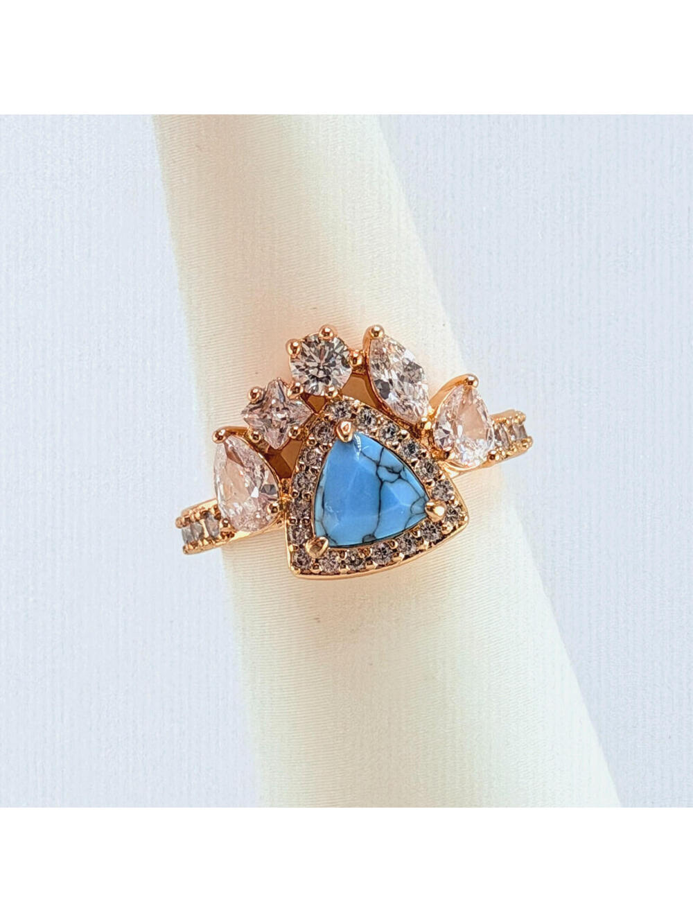 Bomb Party December Ring Sz 7 "Don't Mind The Glow Up" Turquoise on Yellow Gold